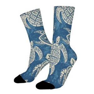 Sea Turtles Women Printed Crew Socks Funny Funky Socks Soft Polyester Novelty Gifts for Artists Men - 1 of 1