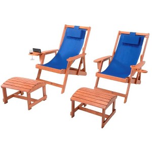 Jiallo Romantic Collection Canvas Sling Chair with Cup and Wine Holder and Ottoman (Set of 4) - 1 of 4