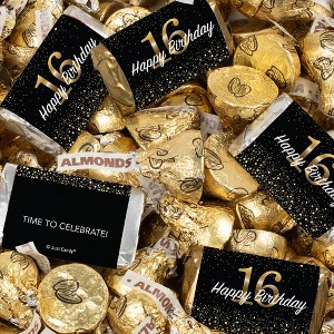 128 Pcs Sweet 16 Birthday Candy Party Favors Hershey's Miniatures & Almond Kisses (1.58 lbs) - 1 of 4