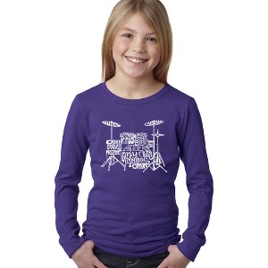 LA Pop Art Girl's Word Art Long Sleeve - Drums - 1 of 4