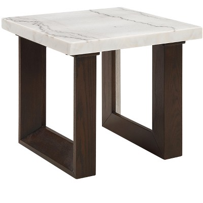 NicBex Dining Table Modern Minimalist Square Dining Table White Natural Marble Top for Dining Room