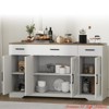 Hallway Farmhouse 55" Buffet Sideboard Kitchen Storage Cabinet w 3 Sliding Drawers, 4 Adjustable Shelves, and Large Wood Coffee Bar Cabinet - 4 of 4