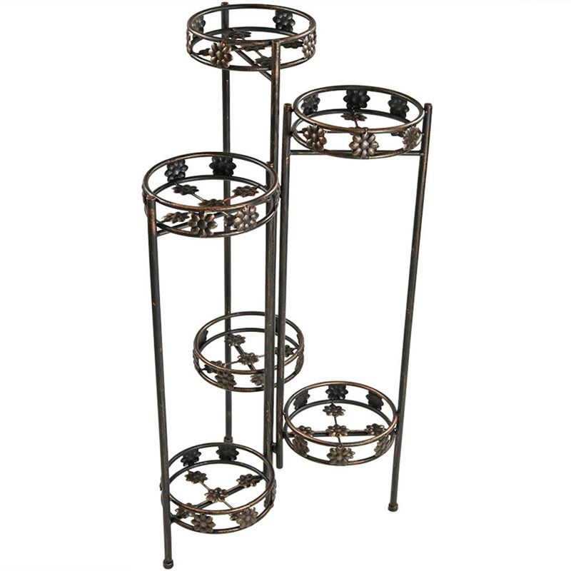 Sunnydaze Indoor/Outdoor Metal Folding Decorative 6-Tiered Potted Flower Plant Stand Display - 45" - Bronze, 1 of 10