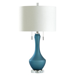 Glass Acrylic Steel Table Lamp Blue Finish - StyleCraft - 1 of 3
