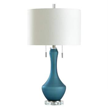 Glass Acrylic Steel Table Lamp Blue Finish - StyleCraft