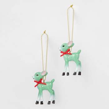 2ct Retro Small Deer Christmas Tree Ornament Set - Wondershop™