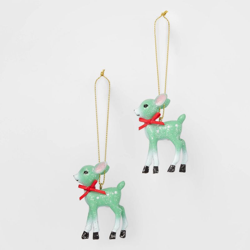 2ct Retro Small Deer Christmas Tree Ornament Set - Wondershop™, 1 of 4