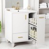 Mshliw 24 Inch Bathroom Vanity with Sink, Freestanding Cabinet with Door Shelf, Drawer and Pull-Out Basket, Ceramic Top - 3 of 4