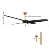 Parrot Uncle 60" Modern Gold and Black Indoor Integrated CCT LED Ceiling Fan - 4 of 4