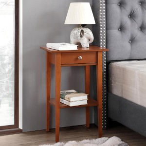 Kumasinova 28"H Wood Nightstand with Drawer,Bedside Tables with Open Shelf,End Table for Bedroom,Living Room - 1 of 4