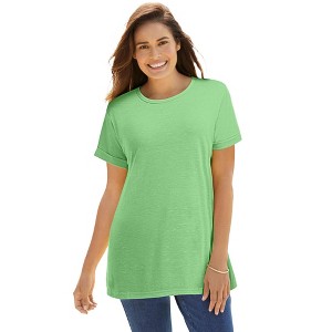 Woman Within Marled Cuffed-Sleeve Tee - 1 of 4
