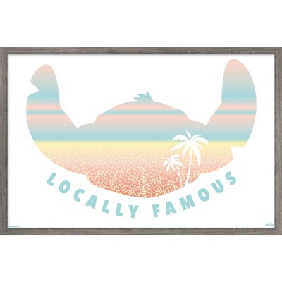 Trends International Disney Lilo and Stitch: Beach Vibes - Locally Famous Framed Wall Poster Prints Barnwood Framed Version 22.375" x 34"