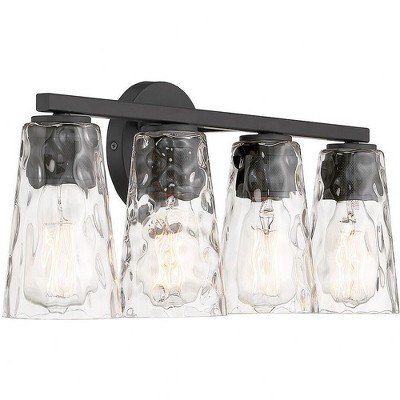 Matte Black 4-Light Vanity with Clear Water Glass Shades