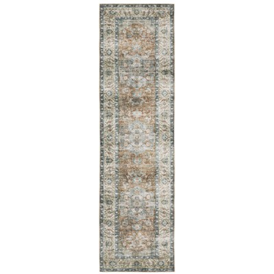 Oriental Weavers Charleston CHA02 Blue / Gold Indoor Area Rug - 2' x 8'