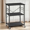 Kitchen Shelf on Wheels, Serving Cart with 3 Shelves, Kitchen Cart, Microwave Shelf, for Mini Oven, Toaster, with 6 Hooks - 2 of 3