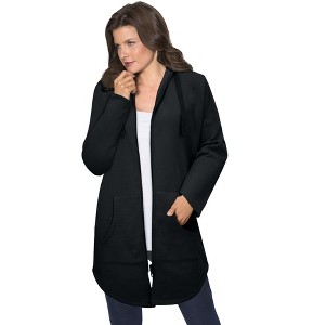 Roaman's Women's Plus Size Fleece Zip Hoodie Sweatshirt - 1 of 4