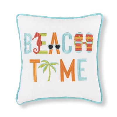 C&F Home 10" x 10" Beach Time Embroidered Small Petite Throw Pillow