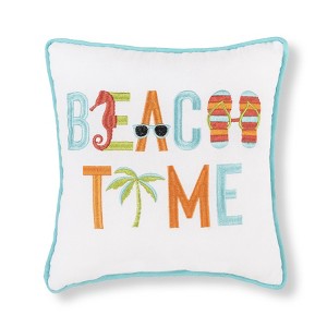 C&F Home 10" x 10" Beach Time Embroidered Small Petite Throw Pillow - 1 of 2