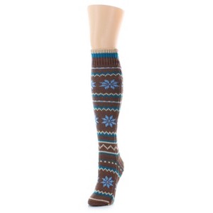 Memoi Flaketion Knit Knee High Flower Socks - 1 of 2