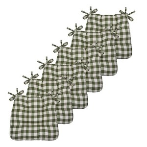 Kate Aurora Country Living Gingham Plaid Checkered Country Farmhouse Chair Cushion Pads - 1 of 3