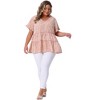 Agnes Orinda Women's Plus Size Boho Ditsy Floral V Neck Ruffle Tiered Pleated Babydoll Blouses - 3 of 4