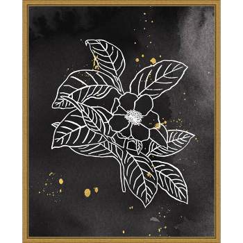 16" x 20" Indigo Blooms I by Wild Apple Portfolio Framed Wall Canvas Black - Amanti Art