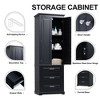 Tall Storage Cabinet with 3 Drawers, 2 Doors, Adjustable Shelf, Anti-Tipping Device, and MDF Painted Finish for Kitchen, Bathroom, or Living Room - 2 of 4