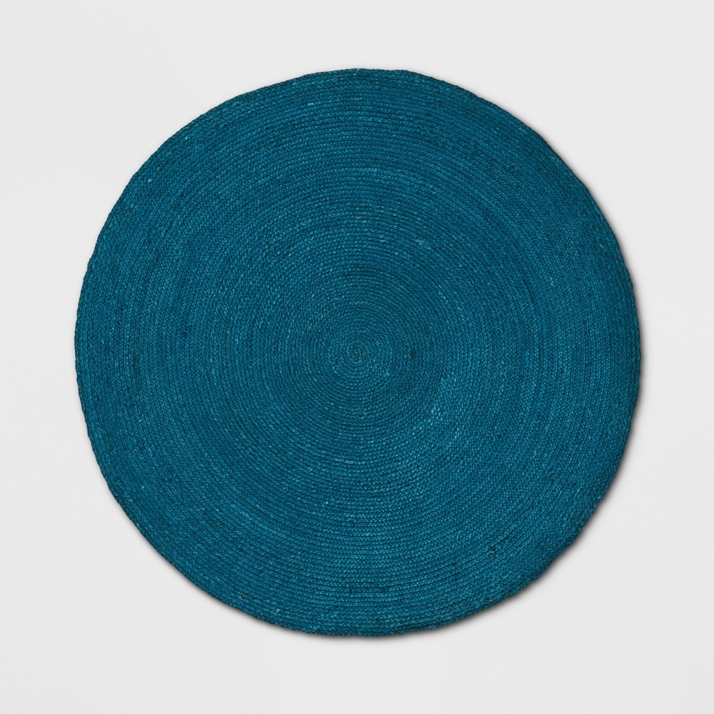 5' Round Solid Braided Jute Area Rug Teal Blue - Opalhouse was $89.99 now $44.99 (50.0% off)