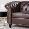 Classic Chesterfield PU Leather Armchair, Tufted Accent Chair Club Chair with Rolled Arms & Nailhead Trim – ModernLuxe - 3 of 4