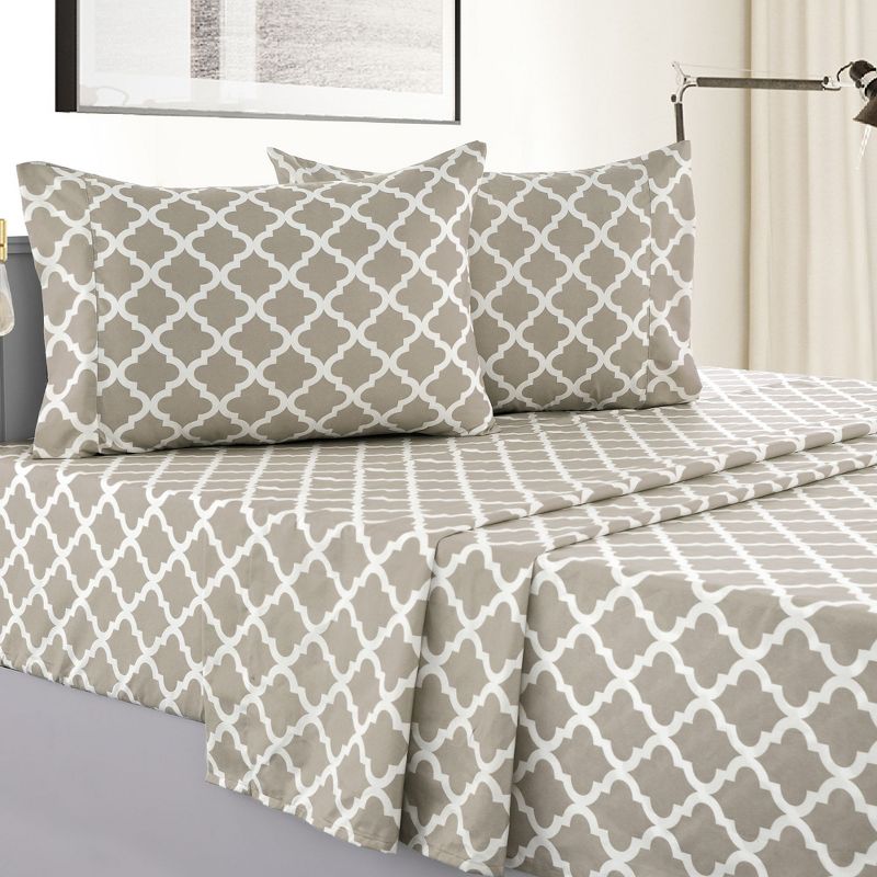 Microfiber Quatrefoil Bed Sheet Set - Lux Decor Collection, 1 of 6