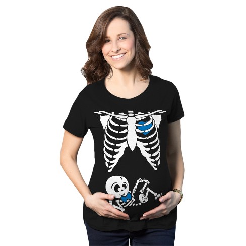 Maternity Baby Boy Skeleton Cute Halloween Pregnancy Bump Tshirt - Crazy Dog Maternity T Shirt - image 1 of 4