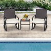 Costway 3PCS Patio Rattan Wicker Rocking Chairs Table Bistro Set Cushioned Rocker Garden - 3 of 4