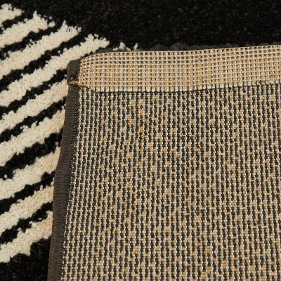 Phoebe Black and White Geometric Kids' Rug, 8' x 10', Synthetic