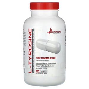 Metabolic Nutrition L-Tyrosine, 90 Capsules, 500mg, Supports Mental Alertness & Focus - 1 of 2
