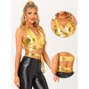 INSPIRE CHIC Women's Metallic Halter Deep V Neck Backless Holographic Crop Tops - image 2 of 4