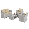 ELJGET 4 Piece Patio Furniture Set Outdoor Wicker Conversation Sets All Weather PE Rattan Sectional Sofa Set with Cushions & Coffee Table - 2 of 4