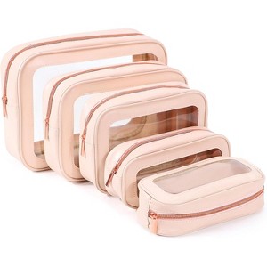 5PCS Diaper Bag Organizer Pouch Set, TSA Approved Toiletry Bag，Clear Waterproof TPU Makeup Bag Set Travel Organizer - 1 of 4