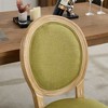 Set of 2 Beige French Style Solid Wood Frame Antique Painting Linen Fabric Back Dining Chair - 3 of 4