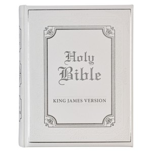 KJV Holy Bible, Classically Illustrated Heirloom Family Bible, Faux Leather Hardcover - Ribbon Markers, King James Version, White/Silver - 1 of 1