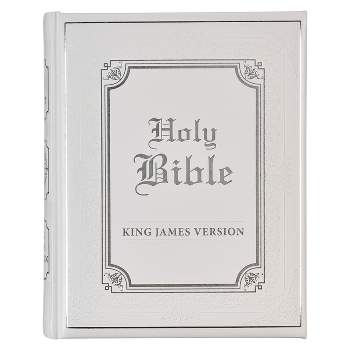 KJV Holy Bible, Classically Illustrated Heirloom Family Bible, Faux Leather Hardcover - Ribbon Markers, King James Version, White/Silver