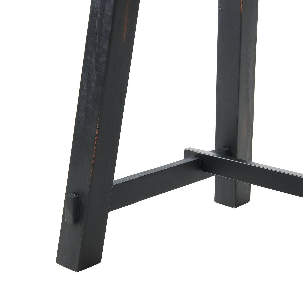 32" Small Adam Solid Wood Desk Rustic Natural - Alaterre Furniture: Industrial Sawhorse Leg, Pine Surface - thumbnail 5