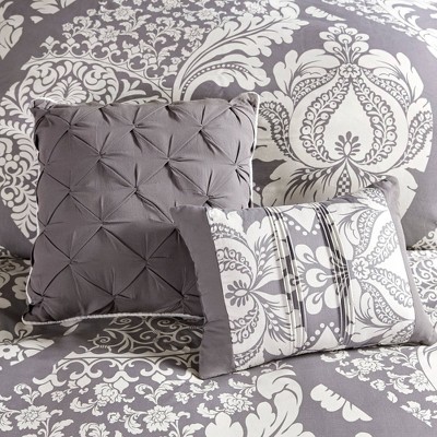 Madison Park 7pc Queen Adela Printed Comforter Bedding Set Slate: Includes Bed Skirt & 3 Decorative Pillows — фото 6