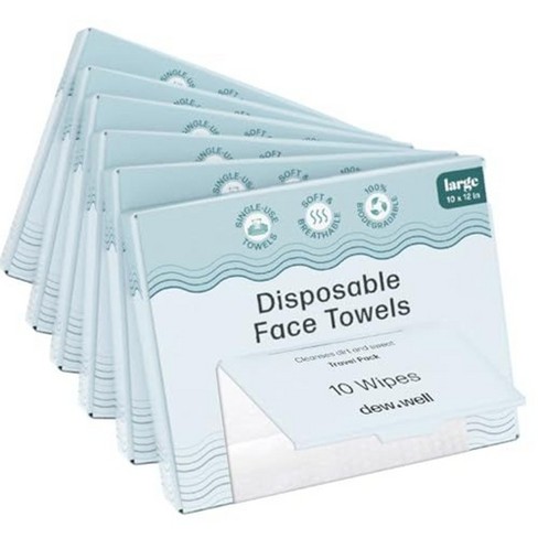 Dew Well Large Disposable Face Towels - 60 Towelettes Total (6 Boxes) - Single-Use Disposable Washcloths for Travel - image 1 of 4