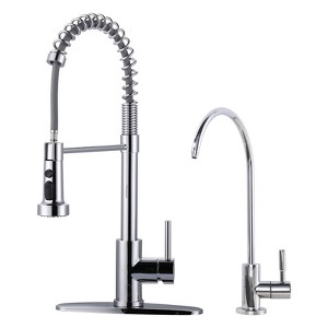 WOWOW 2-in-1 Kitchen Faucet Set, SUS 304 Stainless Steel Pull Down Faucet with Drinking Water Faucet - 1 of 4