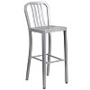Emma and Oliver Commercial 24" Round Metal Indoor-Outdoor Bar Table Set & 4 Slat Back Stools - 4 of 4