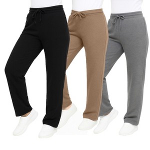 Blue Ice Women's Loose Fit  Classic Heavyweight Fleece Sweatpants with Open Bottom -3 Pack - 1 of 2