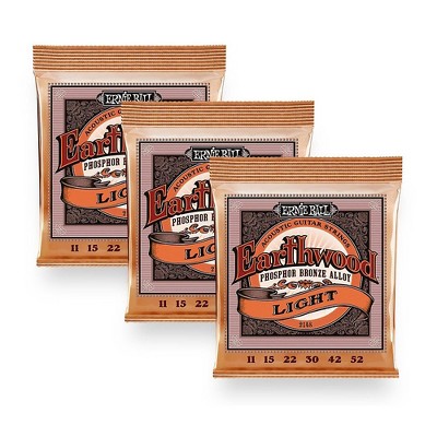 Ernie Ball 2148 Earthwood Phosphor Bronze Light Acoustic Guitar Strings 3-Pack