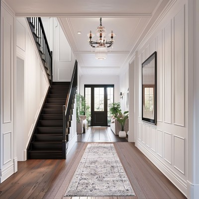 Gena Light Gray 9' x 12' Synthetic Medallion Area Rug