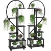 2 Pack 6-Tier Metal Plant Stand with Wheels, Half Heart Shape Indoor Plant Shelf with Drawers, Large Display Rack for Home or Garden - 2 of 4