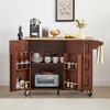 Rolling Kitchen Island Cart, Modern Barn Door Kitchen Island Table With Drop Leaf Countertop, 3 Drawers Bar Cart On Wheels With Tower Rack - image 2 of 4